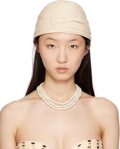 Valentino Garavani Beige Rigid Wool Hat