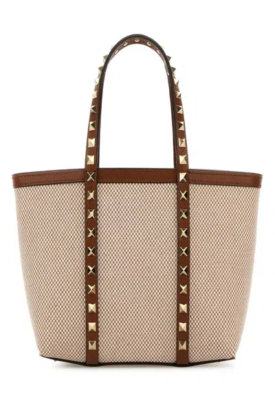 Valentino Garavani Beige Rockstud Tote In Sand
