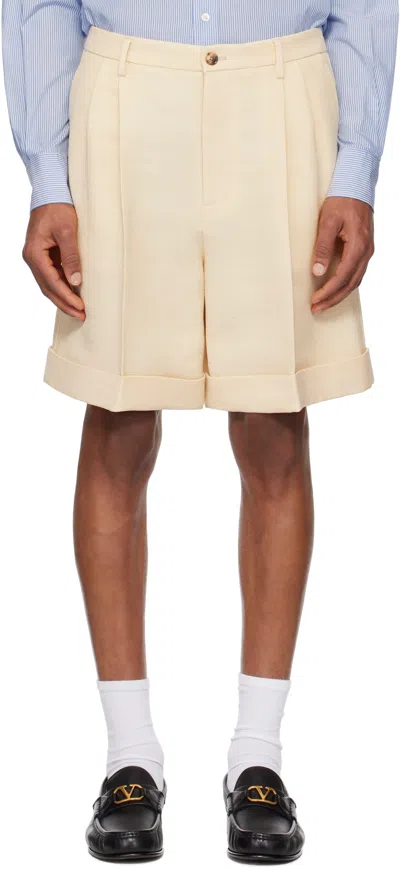 Valentino Garavani Butter-coloured Bermuda Shorts With Turn-ups In Neutral