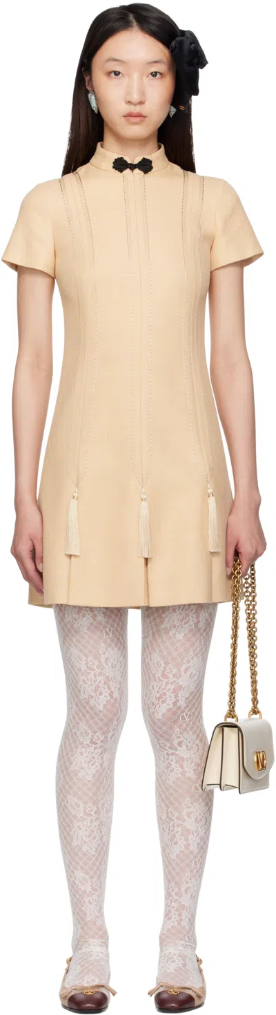Valentino Beige Rustic Silk Minidress