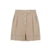 Valentino Tailored Shorts Linen Blend Pleated Design In Brown