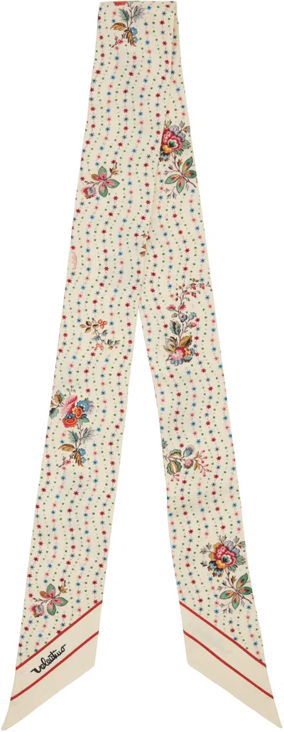 Valentino Beige Silk Bandeau Scarf In White