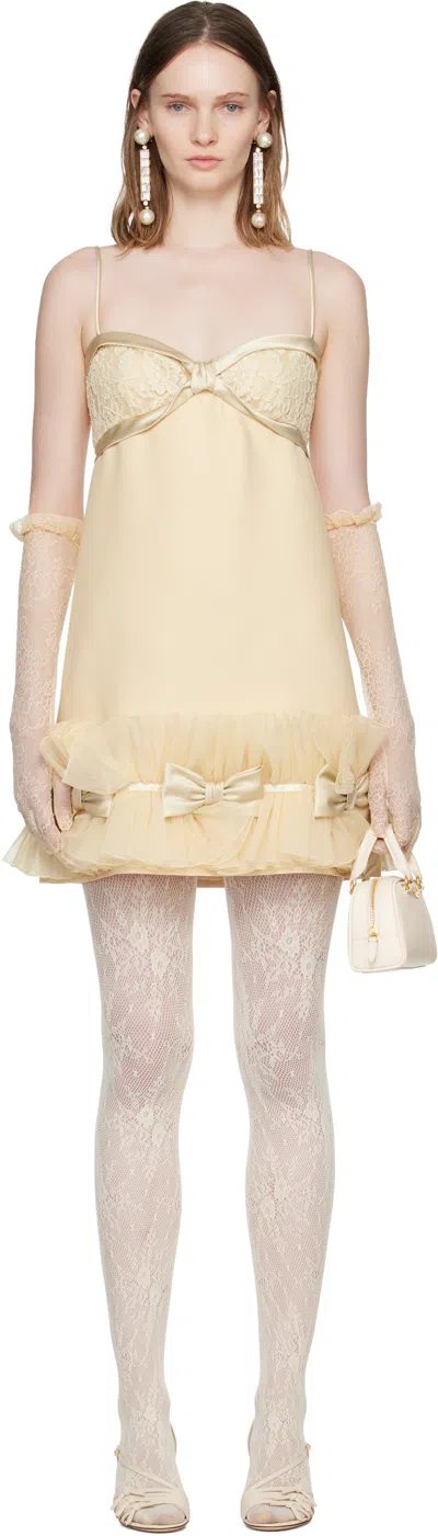 Valentino Beige Silk Minidress In Yellow