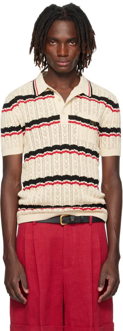 Valentino Beige Striped Polo