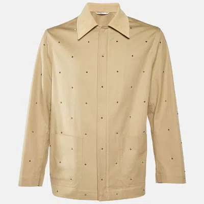 Pre-owned Valentino Beige Studded Cotton Zip-up Jacket M