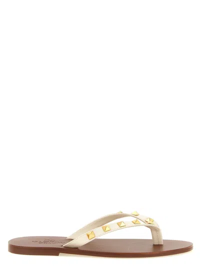 Valentino Garavani Beige Studded Slippers In Neutral
