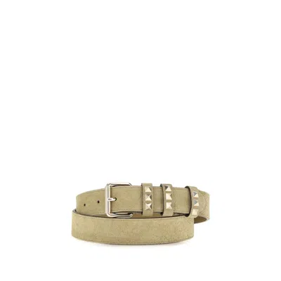 Valentino Garavani Beige Suede Leather Regular Belt In Brown