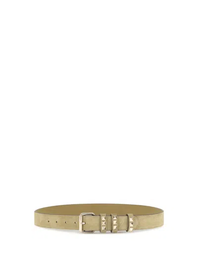 Valentino Garavani Beige Textured Buckle Belt In Neutral