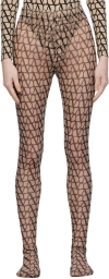 Valentino Toile Iconographe Tights In Sn0 Beige /nero