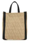 Valentino Beige V Logo Jacquard Tote Bag In Beige