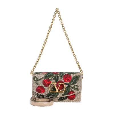 Valentino Garavani Beige Vain Shoulder Bag In Multi