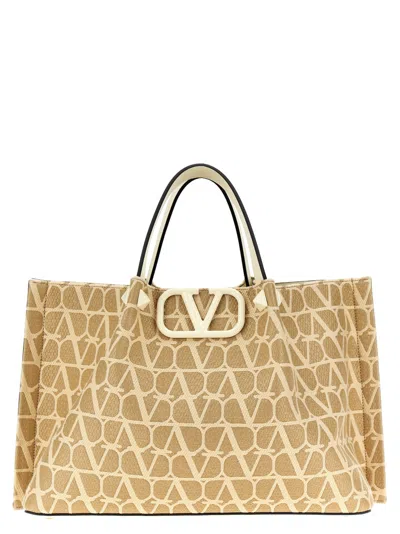 VALENTINO GARAVANI BEIGE VALENTINO GARAVANI VLOGO SIGNATURE SHOPPING BAG