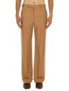 Valentino Tailored Gabardine Pants With Sharp Lapels In Brown