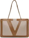 Valentino Beige Viva Superstar Large Canvas Shopping Tote