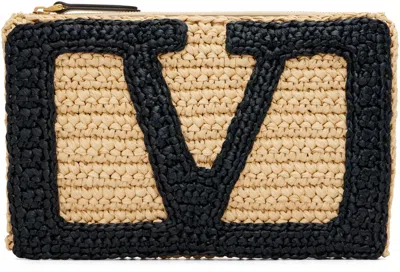 Valentino Garavani Beige Viva Superstar Raffia Pouch