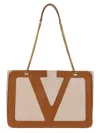 Valentino Garavani Garavani Viva Superstar Medium Canvas Shopping Bag Woman Natural/spice Uni In Beige