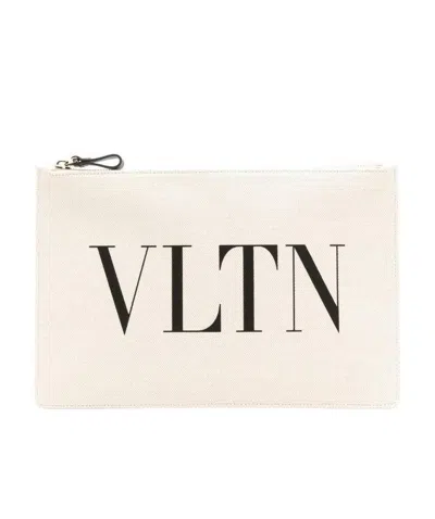 Valentino Garavani Beige Vltn Handbag In White
