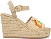 Valentino Bribri Raffia Flower Wedge Espadrille Sandals In Neutral
