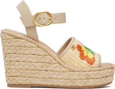 Valentino Garavani Beige Wedge Espadrillas Sandals