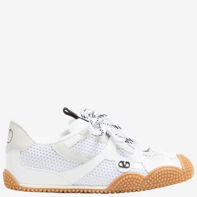 Valentino Garavani Amphibia Sneaker In Rubberised Calfskin And Split Leather Woman White 41