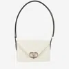 Valentino Logo Plaque Foldover Top Shoulder Bag In Beige