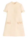 Valentino Beige Wool And Silk Short Dress In Neutral