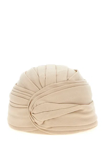 VALENTINO GARAVANI BEIGE WOOL RIGID TURBAN HAT