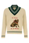 Valentino Butter-coloured Sweater With Le Chien De La Maison Embroidery In Neutral