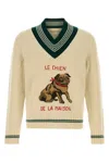 Valentino Garavani Butter-coloured Sweater With Le Chien De La Maison In Neutral