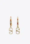 Valentino Bejeweled Hoop Earrings In Gold