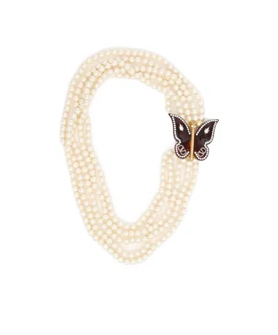 Valentino Garavani Bellailes Butterfly Necklace In White