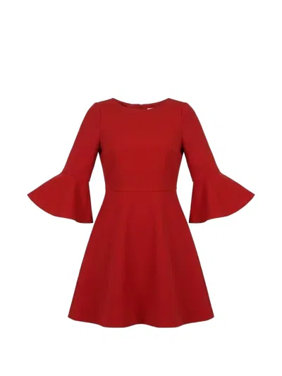 Valentino Bell-sleeve Mini Dress In Red