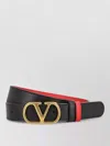 Valentino Designer Leather Belt Reversible Adjustable Length In Black