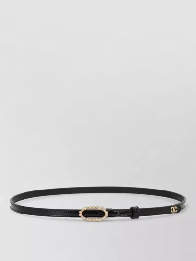 Valentino Garavani Belt Adjustable Length Embellished Buckle Design In Black
