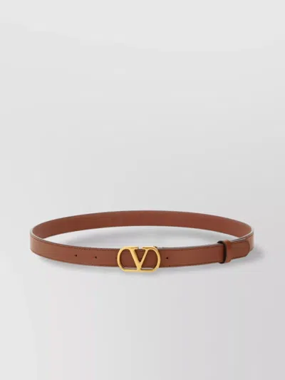 Valentino Garavani Belt Adjustable Length Gold-tone Buckle In Brown