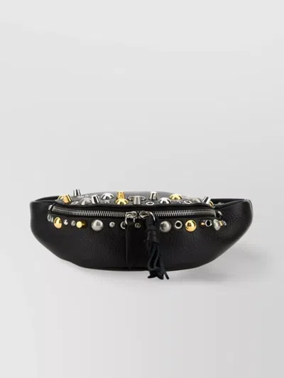 Valentino Garavani Belt Bag Leather With Adjustable Strap Studded Detailing Tassel Accent