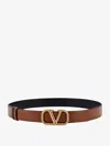 Valentino Signature Vlogo Reversible Slim Belt In Brown