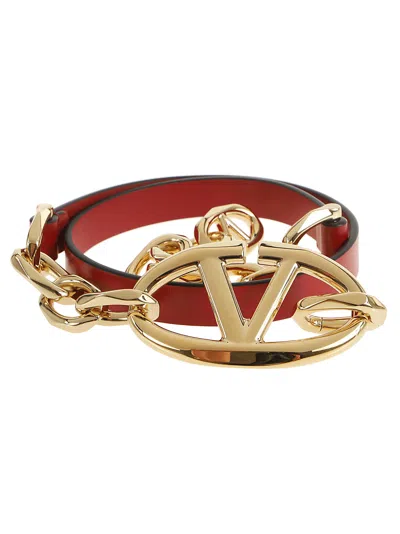 Valentino Garavani Belt H. 15 Vlogo The Bold Edition Box Calf Chain Logo In Brown