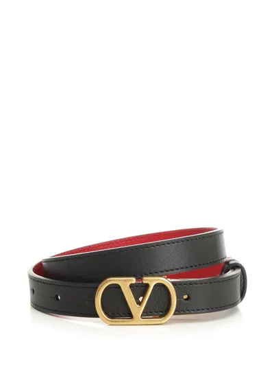 Valentino Garavani Belt H. 20 Reversibile | Vlogo Signature | Box Calf S./antique Brass Logo Belts Black