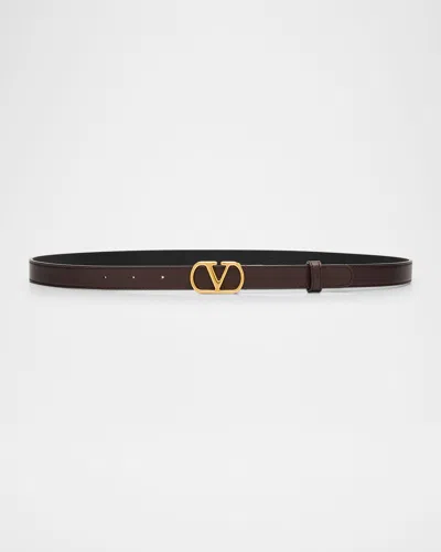 Valentino Garavani Belt H 20 Vlogo Signature In Rel Oak Brown