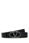 Valentino Black Leather Vlogo The Bold Edition Belt In Neroblackdiamond
