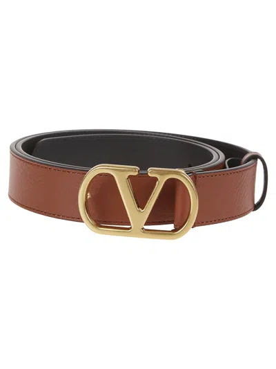 Valentino Garavani Valentino Belt H. 30 Calfskin Belt In Brown