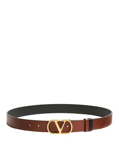 Valentino Garavani Belt H 30 Reversibile Vlogo Signature In Black