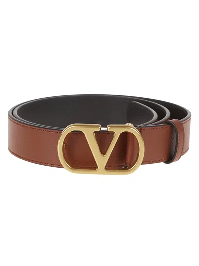 Valentino Garavani Vlogo Signature Deep Caramel Belt Women In Brown