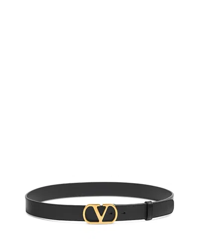 Valentino Garavani Valentino Belt H. 30 Women's Black Leather Belt In Animal Print