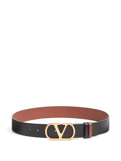 Valentino Garavani Belt H. 40 Reversible Vlogo In Nero