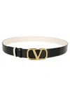 Valentino Vlogo 20mm Signature Reversible Leather Belt In Nero Light Ivory