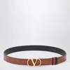 Valentino Leather Belt With Adjustable Length And Reversible In Brown