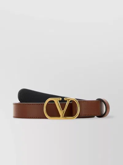 Valentino Garavani Belt Leather Gold-tone Buckle In Brown