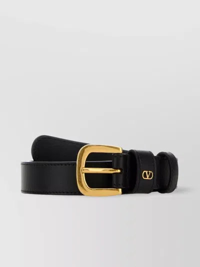 Valentino Garavani Belt Leather Gold-tone Buckle In Black